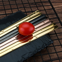 不銹鋼筷子304家用防滑家庭裝韓國鈦金筷子個性實心扁筷烤肉餐具