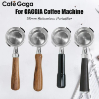 Coffee Bottomless Portafiler 58mm For Gaggia New Baby Solid Wood Handle Replacement Filter Basket Accessories Barista Tools