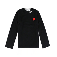 Comme Des Garcons Play川久保玲紅愛心布章LOGO設計純羊毛長袖毛衣(女款/黑)