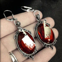 Gothic Bloody Meat Cleaver Earrings, Halloween Jewelry,goth, Creepy, Haunted, Halloween, Cookery