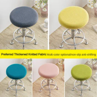 Jacquard Chair Covers Slipcover Soft Elastic Round Spandex Bar Stool Covers Chair Seat Protector Home Office Decor Cover