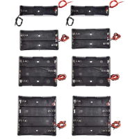 8 Pack 18650 Battery Holder Bundle with Wire 18650 Battery Holder Case 1/2/3/4 Slots 3.7V with Wire Leads for 18650 Battery