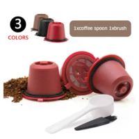 3Pcs Reusable Coffee Capsule For Nespresso Coffee Machine Capsule Cups Coffee Maker With Spoon And Cleaning Brush USEFUL