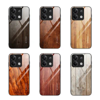 For Xiaomi Redmi Note 13 5G Case Shockproof Wood Grain Glass Hard Back Cover Case Soft Bumper for Xiaomi Redmi Note 13 Note13 5G
