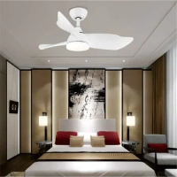 NewArt 22/36 Inch Foyer Bedroom Small Ceiling Fan Lights Black White Body With LED Pipe Height Adjustable Remote Control