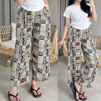 Celana Kulot Hommy Rayon Premium dengan Saku 2 - Ukuran Jumbo XL Besar - Katun, Motif, Wanita, Airfl