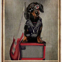 Easily Distracted by Dachshund and Hard Rock, Dachshund Decor Home, Wall Art