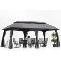 10x20 Canopy, Patio Gazebos with Mosquito Netting Double Roof for Backyard, Garden or Lawn, Canopy