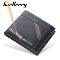 Baellerry Men Wallets Free Name Print Card Holders Classic Male Wallet PU Leather Thin Male Purse Carteria
