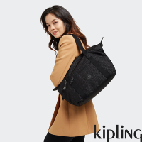 Kipling 經典黑菱格紋印花手提側背包-ART