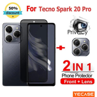 Kaca Anti-mata-mata, Kekerasan 9H, Serasi dengan Tecno Spark 20, 20C, 30, 30C, 10, 10C, 8, 8P, 7, 7T