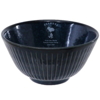 【小禮堂】SNOOPY 史努比 日本製陶瓷碗《深藍.走路》飯碗.湯碗.金正陶器