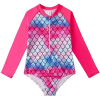 Kids Girls Rashguard Swimsuit UV 50+ Long Sleeve One Piece Swimwear Zip
