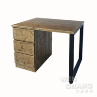 訂製品 LOFT 工業風 鐵腳+實木 鐵木 三抽口字腳書桌 適合小空間 可訂製 CUA-028
