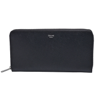 CELINE 賽琳 經典品牌字母LOGO粒面牛皮拉鍊長夾(黑色)