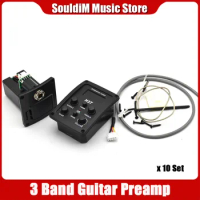 10set 3 Bands Guitar Pickup Folk Guitar Preamp EQ with Tuner for Acoustic Guitar