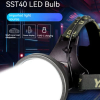 Long Shoot Powerful Luminus SST40 25W LED Frontal Headlamp Hunting Camping Flashlight 2000 Meters Rechargeable Headlight Torch