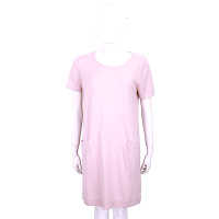 ALLUDE 喀什米爾粉色雙口袋針織羊毛洋裝