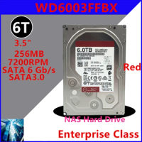 New Original HDD For WD Brand Red PRO 6TB 3.5" SATA 6 Gb/s 256MB 7.2K For Internal Hard Disk For NAS Hard Drive For WD6003FFBX