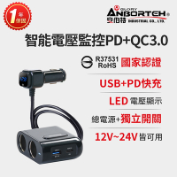 【安伯特】酷電大師 智能電壓監控PD+QC3.0 4孔車充 2孔+USB+PD (國家認證 一年保固) 電流過充保護
