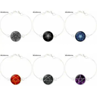 Personality Pentagram Jewelry Glass Cabochon Bracelet Bangle Glass Bracelet Bangle Jewelry For Kids Beads Chain Necklace