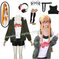 Futaba Sakura Cosplay Kostum Rambut Palsu Wanita Halloween Sut Pakaian Kasual Baju Cermin Mata Fon K