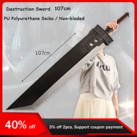 107cm Fantasy Cloud Strife Destruction Sword Cosplay Katana PU Weapon Model Safe Unedged Props Game Peripherals Boys Gifts