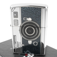 【ZIPPO】日系~古董相機蝕刻圖案設計打火機(黑色款) NO.2BK-CAMERA
