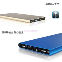 50pcs New Ultra-thin 12000mAh Power Bank Metal Case Dual USB External Battery Powerbank Portable Charger