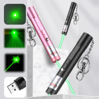High Power Green Laser Pointer Handheld USB Rechargeable Ultra-Long-Distance Adjustable Focus Laser Pointer for Camping Hiking