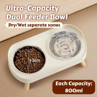 {DLGIFJIE} Dopamine Colorful Elevated Pet Feeder: Dual Stainless Steel Bowls with Neck Support - Fas