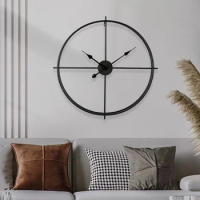 Metal Paint Wrought Iron Wall Clock Simple Black Round Decorative Clock Bedroom Living Room Mute Wall Watch Silent Quartz Watch