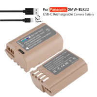 2600mAh DMW-BLK22 DMW BLK22 Battery USB-C Rechargeable Battery for Panasonic Lumix DC-S5 DC-S5 II DC-S5 IIX GH5 II GH6 S5II