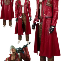 Dante Cosplay Fantasia Game DMC 5 Disguise Costume Long Coat Pants Wigs Adult Men Fantasy Male Halloween Carnival Party Clothes