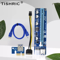 TISHRIC VER008C Riser Card USB3.0 PCI PCIE PCI-E 1X To 16X Extender Newest 60CM 008C Riser Adapter With LED For GPU Miner Mining