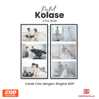 Paket Kolase 2 Pcs Cetak 15x30 cm + Bingkai Foto MDF Hiasan Dinding Estetik Rectangle Dinding