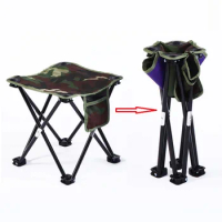 Camping Folding Stool Outdoor Ultra-lightweight Double Layer Oxford Cloth Metal Chair Nature Hike Tourist Picnic Supplies