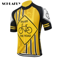 Share the road cycling jerseys summer short sleeve retro bike wear yellow jersey road jersey cycling clothing schlafly