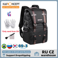 K&amp;F CONCEPT Camera Backpack Photography Storager Bag for 15.6in Laptop with Rainproof Cover Tripod Catch Straps for SLR DSLR