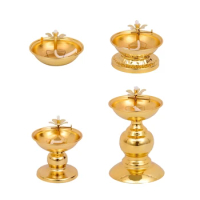 Dimmable Lamp Holder Alloy Oil Lamp Dish Cooking Oil Lamp Butter Lamp Home Worship Ever-burning Lamps for Indoor Use R7UB