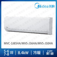 【MIDEA 美的】5-6+7-8坪一對二冷暖變頻分離式冷氣(MVC-3J85HA/MVS-J36HA/MVS-J50HA)