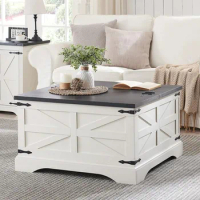 Coffee Table Square Wood with Large Hidden Storage Compartment for Living Room Rustic Cocktail Table with Hinged Lift Top