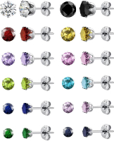 12 Pairs Silver Earrings Surgical Steel Earrings Womens Earrings Hypoallergenic Earrings Set Mens Ea