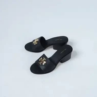 Sandal TORY BURCH GHW ELEANOR BLACK BLOCK HEELS 100% ORIGINAL 37