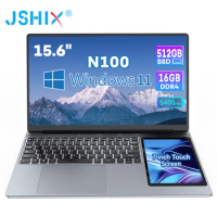 15.6 Inch IPS Dual Screen Gaming Laptop 7 Inch Touch Screen Intel N100 DDR4 16GB RAM 256GB 512GB 1TB SSD Office Portable Laptops
