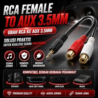 Kabel Audio RCA Female ke AUX 3.5mm Stereo HiFi Adapter Speaker Amplifier TV DVD Mixer Audio Convert