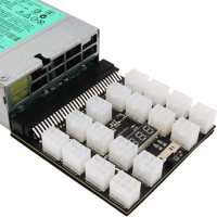 12V 64Pin to 12x 6Pin Power Supply Server Adapter Breakout Board for H P 1600W GPU Mining Adapter Board Set