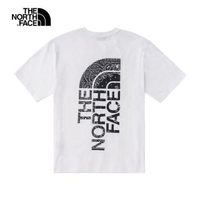【The North Face】北面UE男款白色吸濕排汗背部變形蟲LOGO印花短袖T恤｜7QR2FN4
