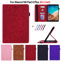 For Xiaomi Mi Pad 4 Plus 10 Cover Tablet Flower 3D Emboss PU Leather Stand Tablet For Funda Xiaomi Mi Pad 4 Plus Case 10 1 inch