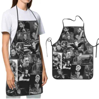 Johnny Hallyday French Singer Apron Water &amp; Oil Resistant Adjustable Tie Cooking Kitchen Apron for Men Women Chef